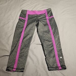 Lululemon Athletica Gray and Pink Leggings Stretchy Athletic Fit